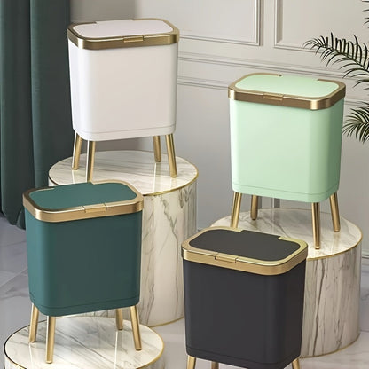 Modern Odour-Sealing Trash Can | 15L Stylish Waste Bin with Elevated Legs for Clean Living Spaces