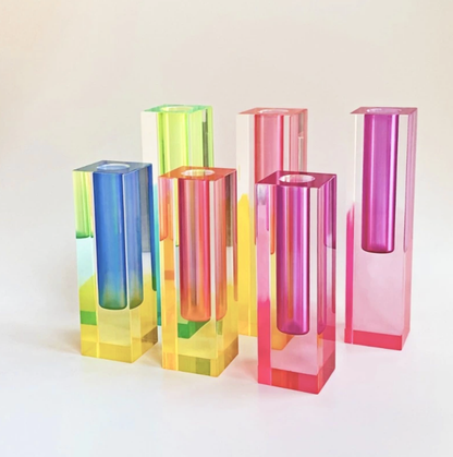 Modern Prism Acrylic Vase – Colorful Desktop Organizer for Floral Displays