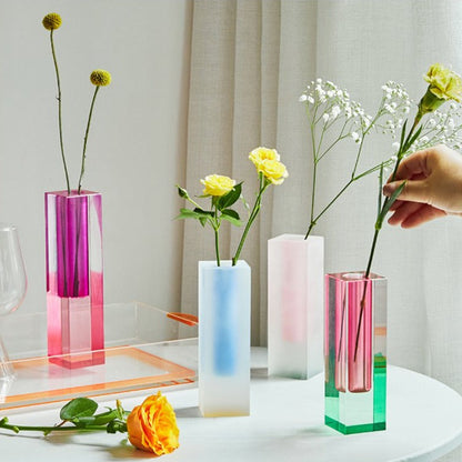 Modern Prism Acrylic Vase – Colorful Desktop Organizer for Floral Displays