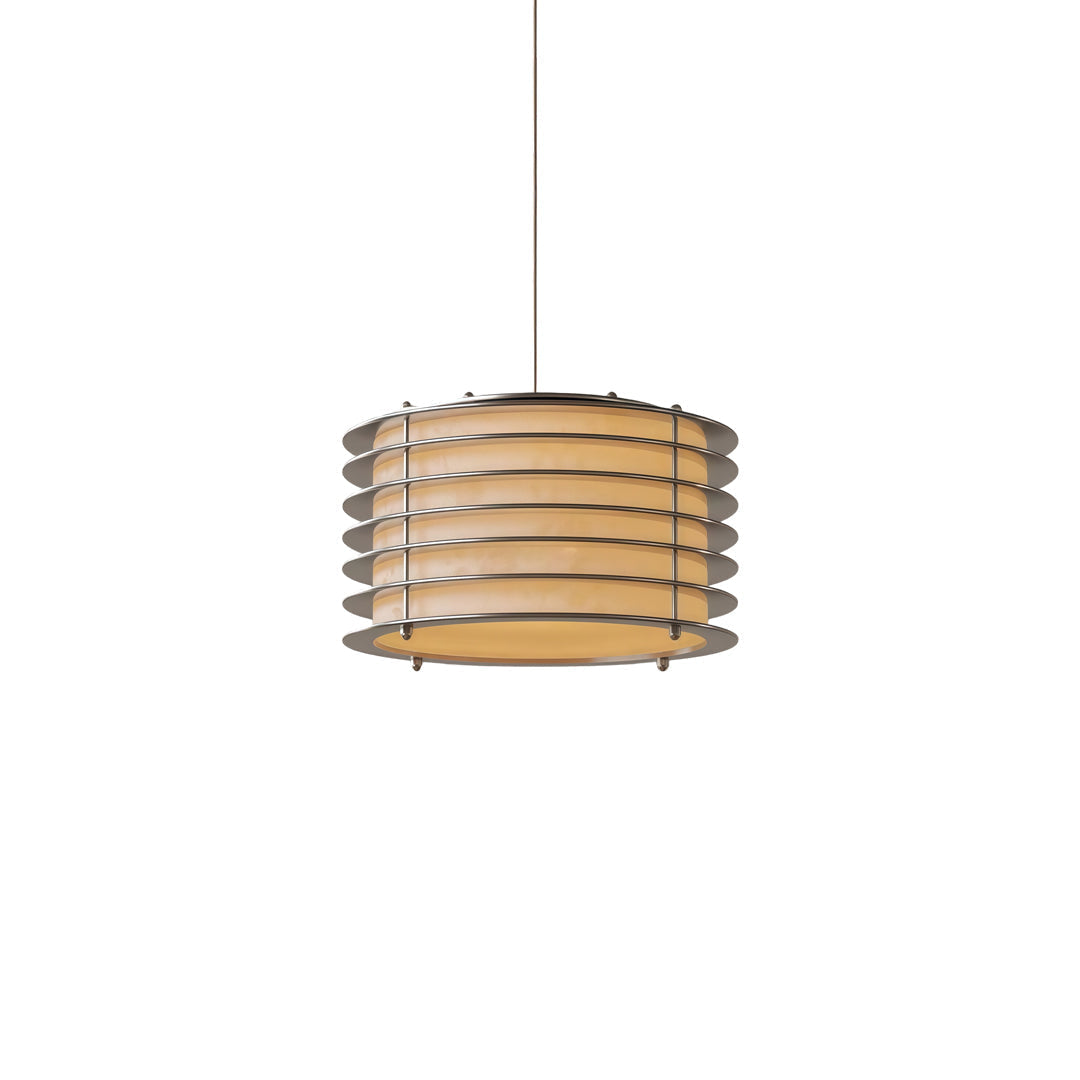 Modern Stainless Steel Pendant Light with Beige Shade – Adjustable Kitchen Pendant Lighting Fixture