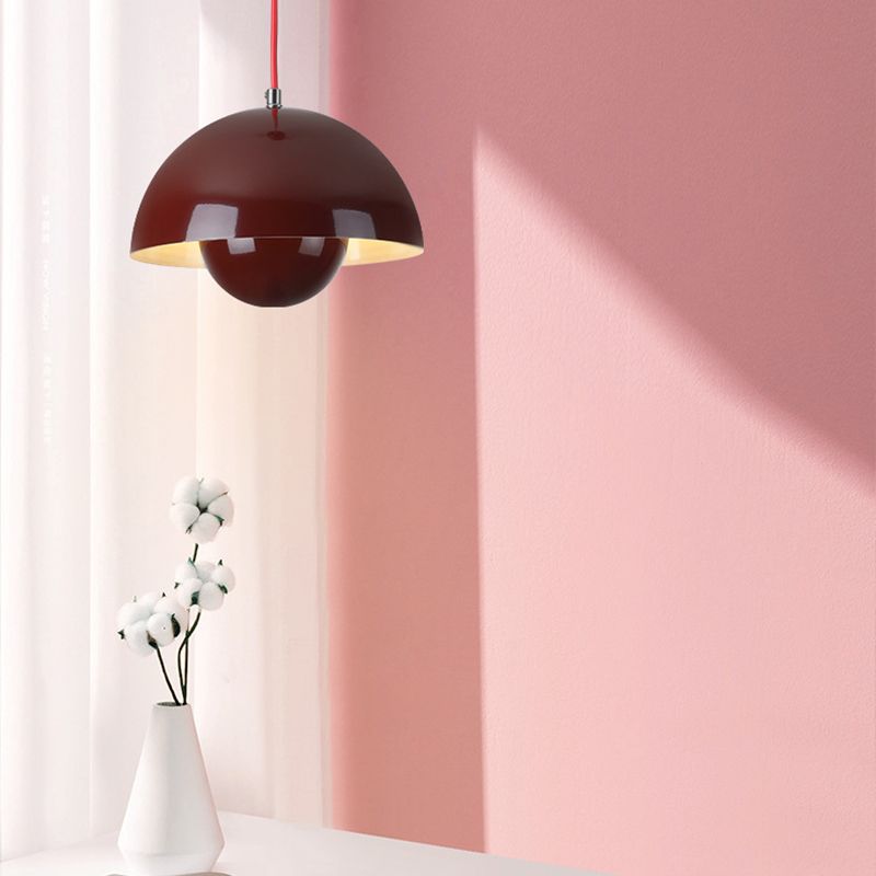 Dome Hanging Lamp with Adjustable Cord E27 Socket for Dining Room Kitchen Island Bar Counter Nordic Metal Shade Overhead Fixture LED Ready
