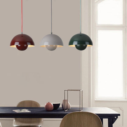 Dome Hanging Lamp with Adjustable Cord E27 Socket for Dining Room Kitchen Island Bar Counter Nordic Metal Shade Overhead Fixture LED Ready