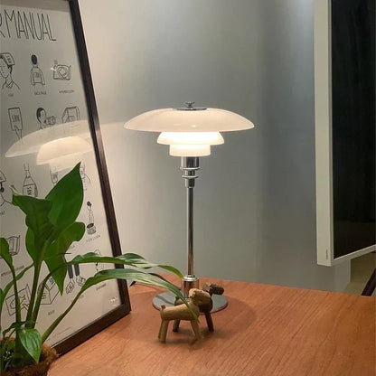 Frosted Glass Desk Lamp 18 in Tall Gold Metal Base E27 Socket Rotary Switch for Nightstand Study Office Reading