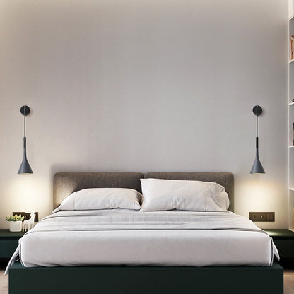 Mid-Century Hardwired Wall Sconce with Drop Cord – Adjustable Metal Shade for Bedroom, Nursery, Living Room, Hallway – Modern Nordic Fixture
