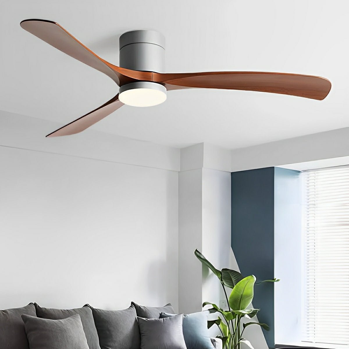 Ceiling Fan with LED Light – Whisper-Quiet 6-Speed Reversible Fan for Year-Round Comfort | Modern Low-Profile Design for Bedroom Living