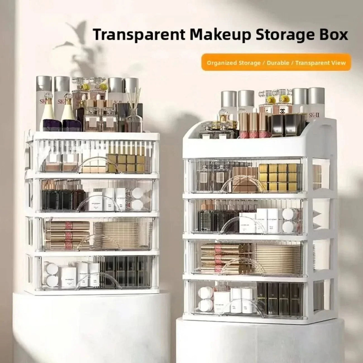 STYLELIVA – Stackable Makeup Storage Box for Organized Beauty Care