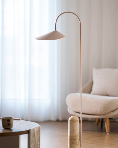 Arched Reading Floor Lamp with Marble Base – Modern Black Metal Accent Light for Living Room, Bedroom & Home Office
