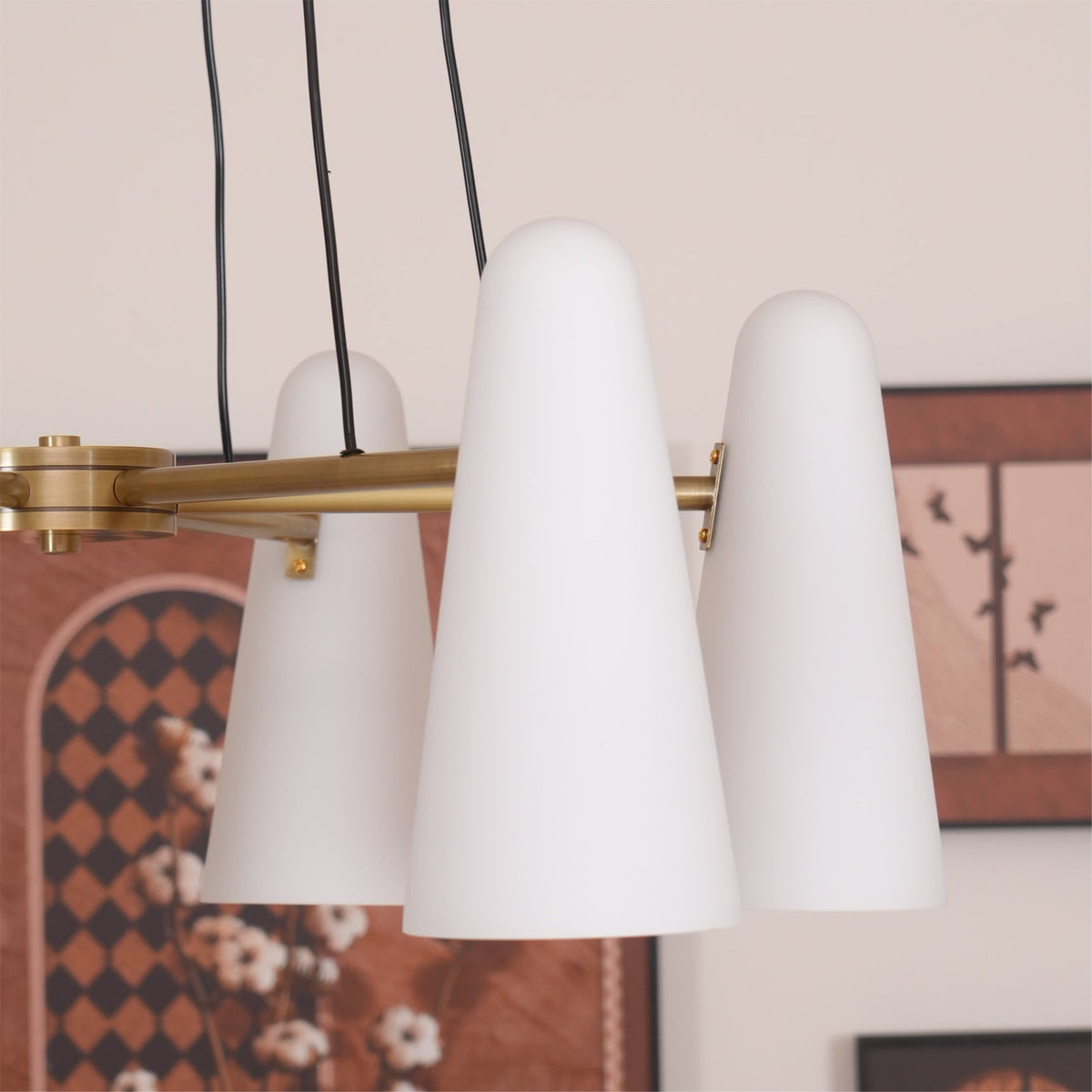 Overhead Light Fixture with Frosted Globes in Metal Frame for Dining or Living Spaces 6 to 8 Arms Extendable Cord