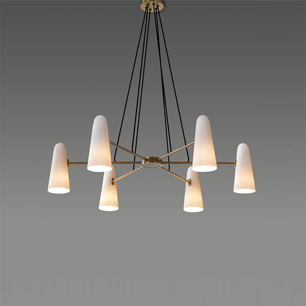 Overhead Light Fixture with Frosted Globes in Metal Frame for Dining or Living Spaces 6 to 8 Arms Extendable Cord