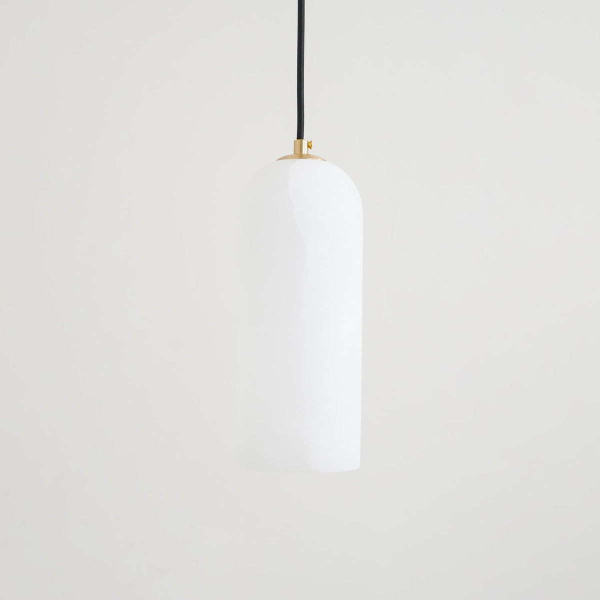 Alabaster Stone Hanging Lamp 10 in Tall White Shade Brass Accent Minimal Pendant for Islands Dining Tables Bedrooms Entryways