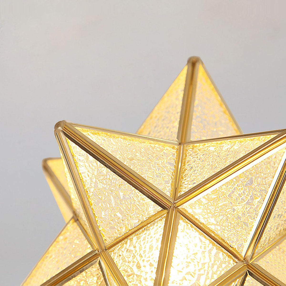 Geometric Star Pendant Light Fixture with Multi-Faceted Glass Panels for Hallway Entry Living Room Indoor Overhead Lighting