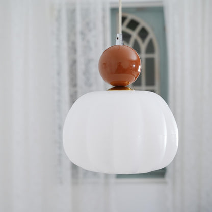 Sculptural Mini Pendant Light with Rounded Acrylic Shade for Dining Rooms, Bedrooms & Kitchen Nooks – 5.5-Inch White Globe Fixture, Adjustab