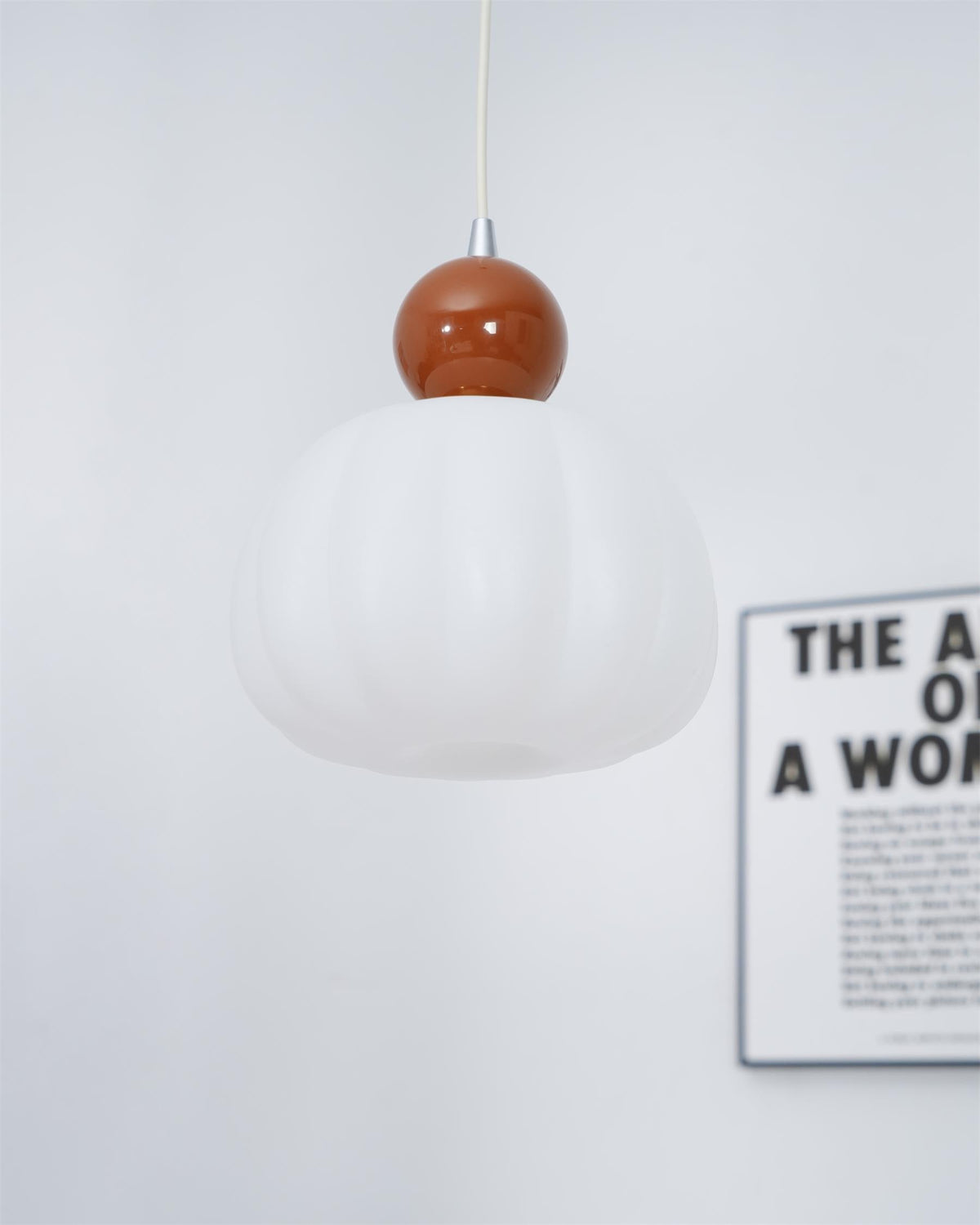 Sculptural Mini Pendant Light with Rounded Acrylic Shade for Dining Rooms, Bedrooms & Kitchen Nooks – 5.5-Inch White Globe Fixture, Adjustab