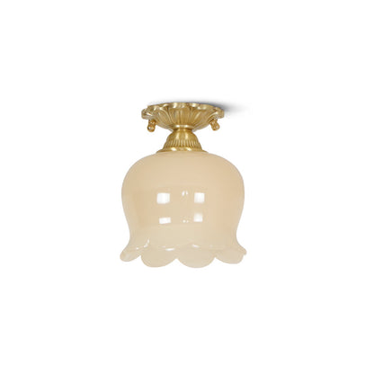 Compact Resin & Brass Flush Mount Ceiling Fixture 6 in Diameter Ambient Room Light E26 Base Bedroom Living Room Dining Kitchen Hallway Entry