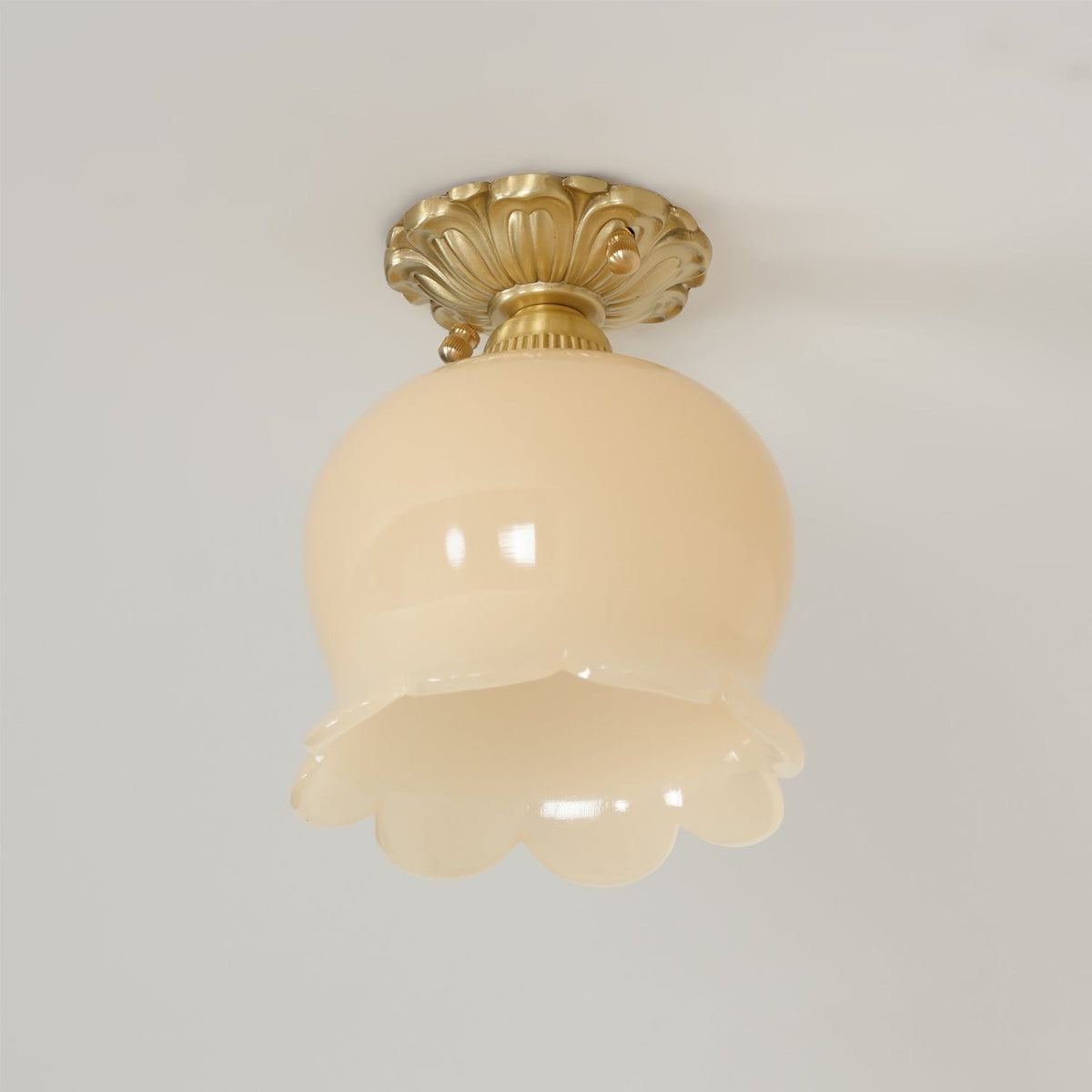 Compact Resin & Brass Flush Mount Ceiling Fixture 6 in Diameter Ambient Room Light E26 Base Bedroom Living Room Dining Kitchen Hallway Entry