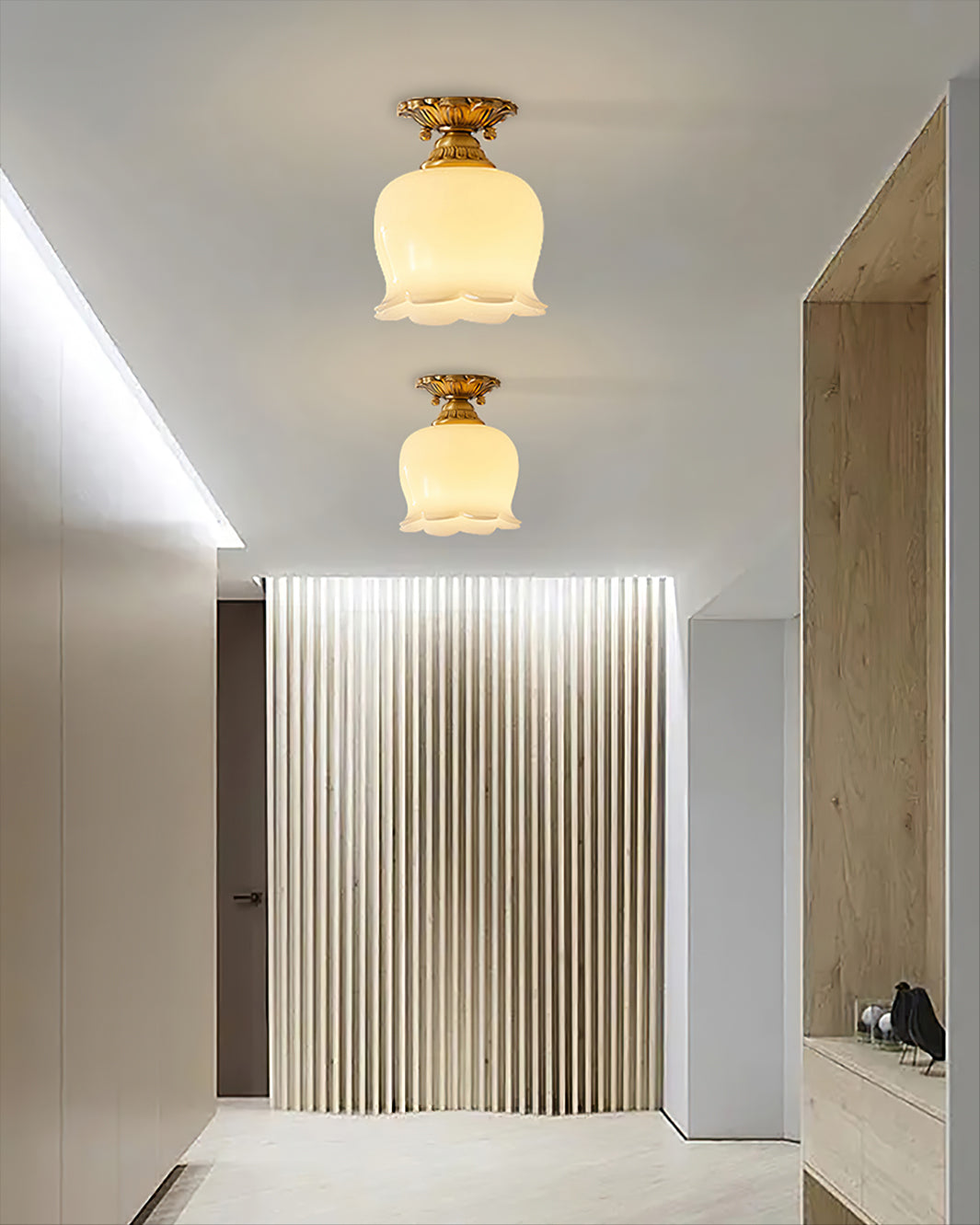 Compact Resin & Brass Flush Mount Ceiling Fixture 6 in Diameter Ambient Room Light E26 Base Bedroom Living Room Dining Kitchen Hallway Entry