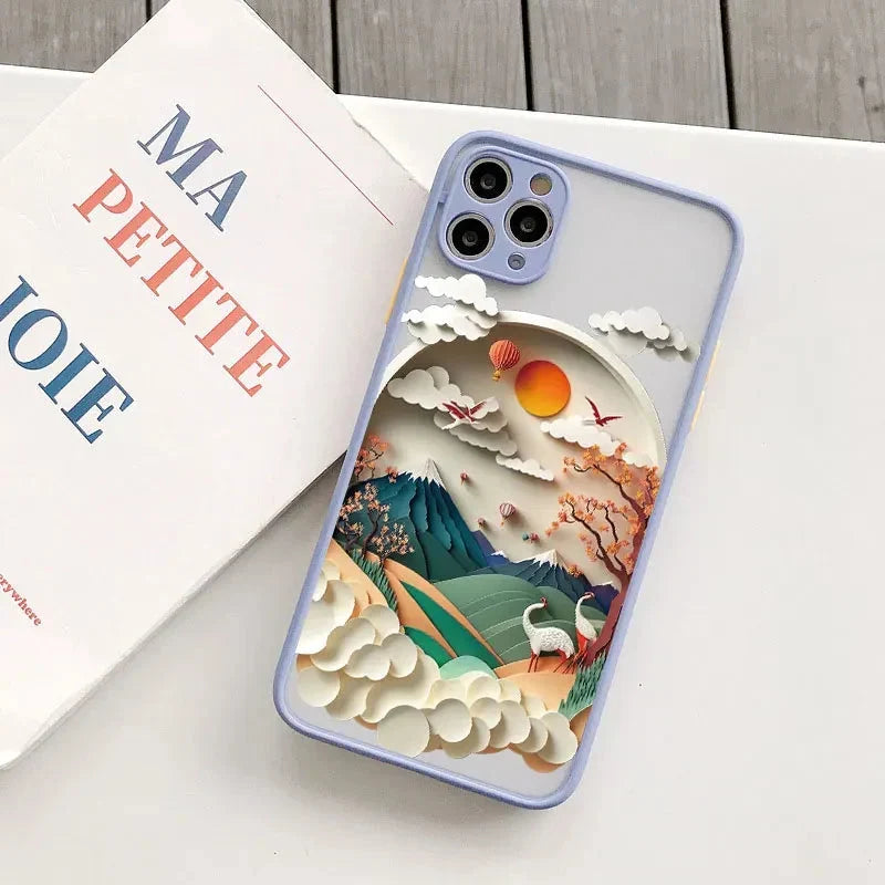 Silicone iPhone Case with Nature Scene Artwork – Shock-Absorbing Protection for iPhone 11-17 Series