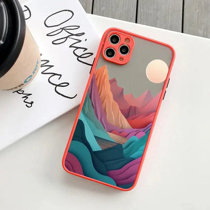 Silicone iPhone Case with Nature Scene Artwork – Shock-Absorbing Protection for iPhone 11-17 Series