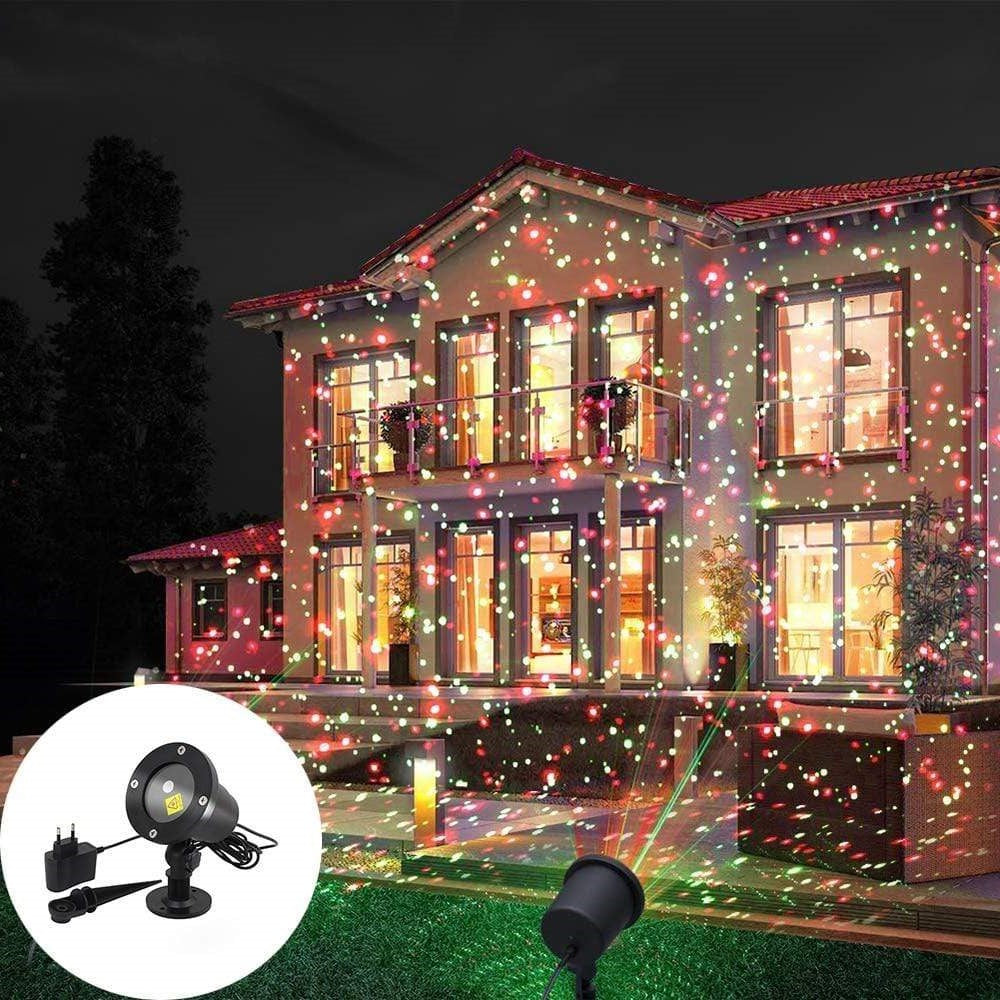 Holiday Laser Light Projector for Outdoor Decorating Red Green Star Display Weatherproof Patio Garden Wall Christmas Decor with Timer