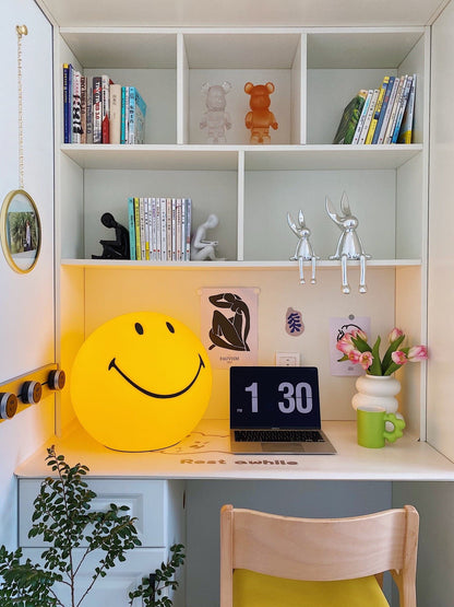 Cheerful Glow Night Light for Kids | 9 in Polypropylene LED Desk Lamp Yellow USB Rechargeable Bedside Reading Light Playroom Decor Nursery A