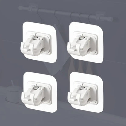 Adhesive Curtain Rod Holders No-Drill Wall Brackets 4-Pack for Windows & Drapery Damage-Free Installation Quick Mount