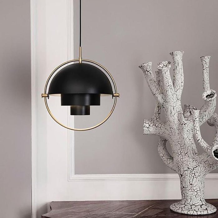 Rotating Shade Ceiling Fixture Steel E27 Socket Black Brass Finish for Dining Table Modern Nordic Style Kitchen Island Light Adjustable Dire