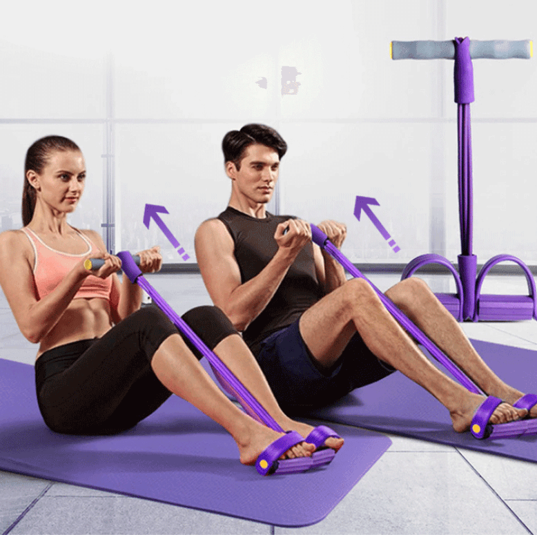 Resistance Band Trainer with Foot Pedals for Arms, Abs, Legs & Glutes – Portable Full-Body Toning Equipment for Home, Office & Travel