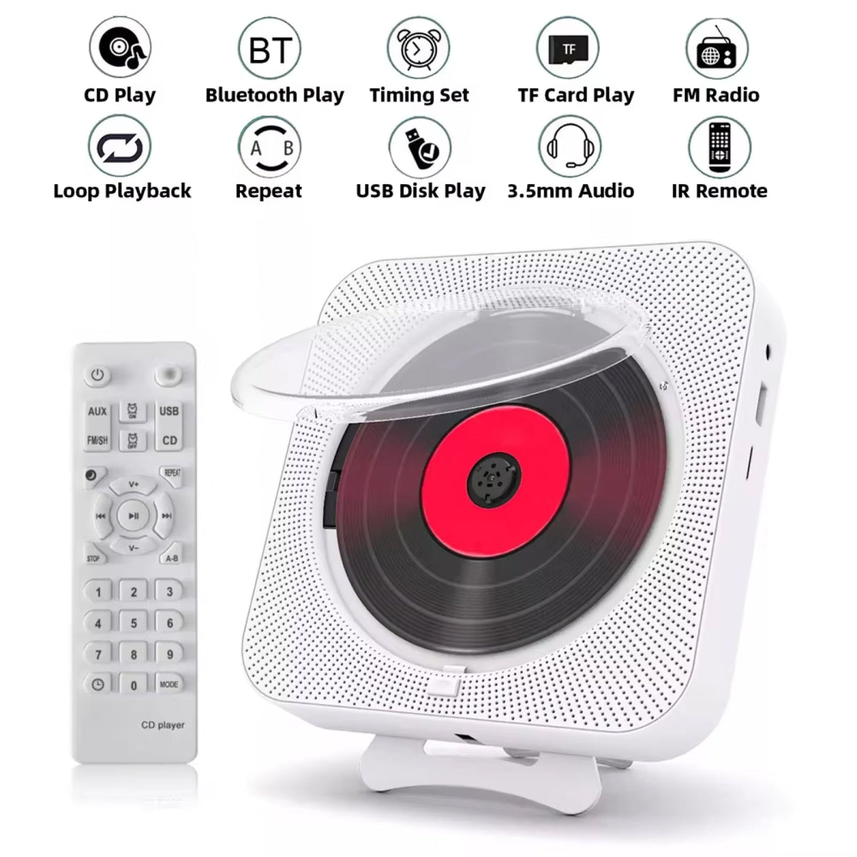 Ortekor Multifunctional CD Player with Bluetooth & Speakers | 6-in-1 Audio Experience for Modern Enjoyment