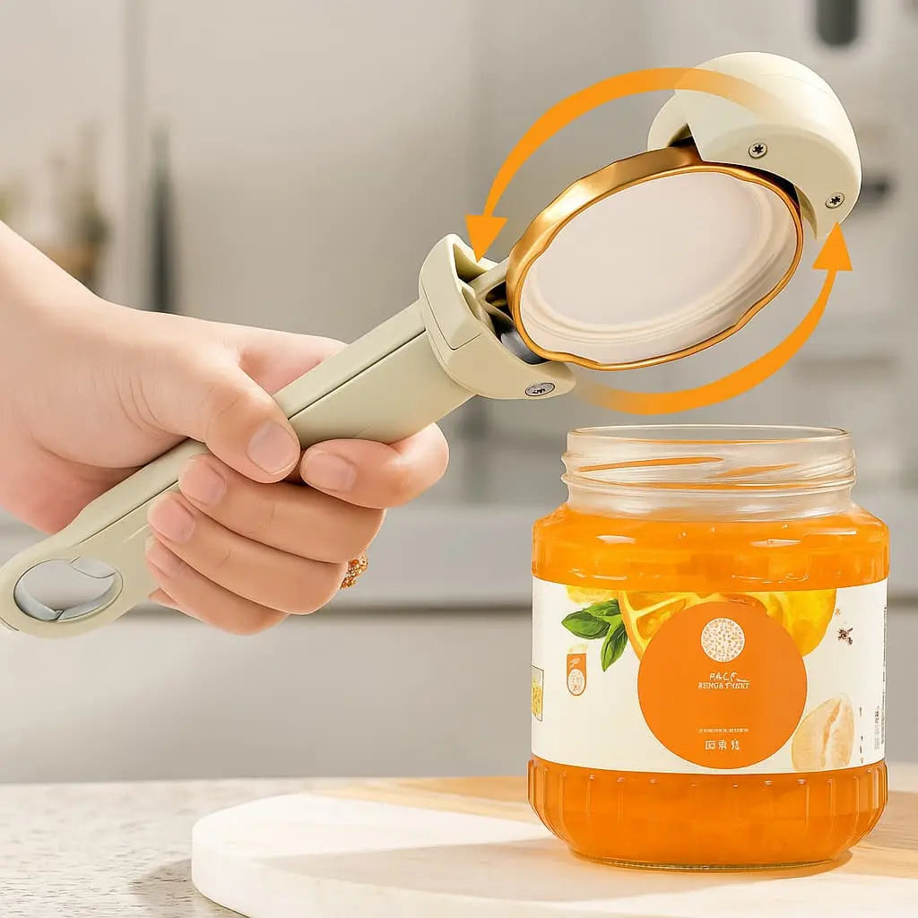 Magnetic Jar Opener Adjustable Grip Tool for Kitchen Lids Bottles Cans Stainless Steel Wall Mount Fridge Storage for Countertop Easy Twist