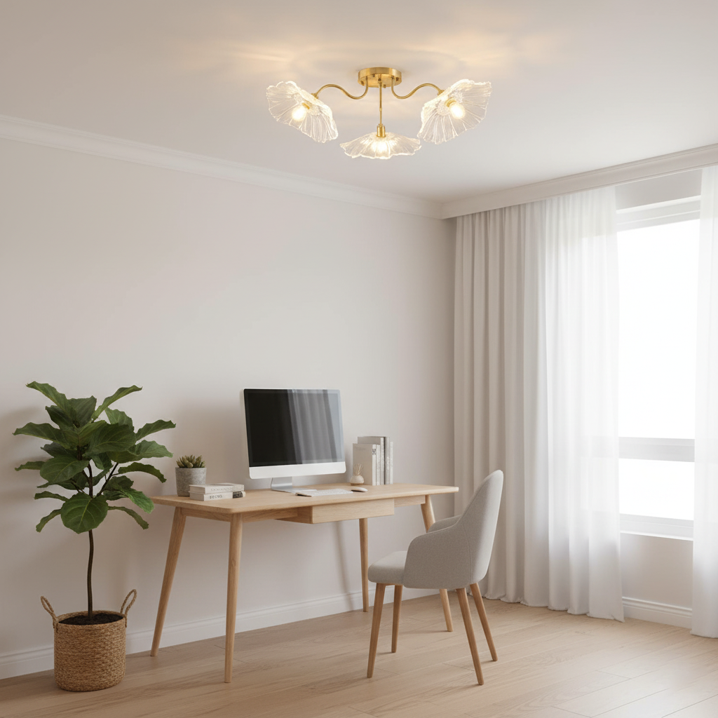 Frosted Glass Floral Flush Mount Ceiling Fixture 3-6 Light Semi-Flush Fixture for Bedroom Living Room Dining Room | Modern Decorative Overhe