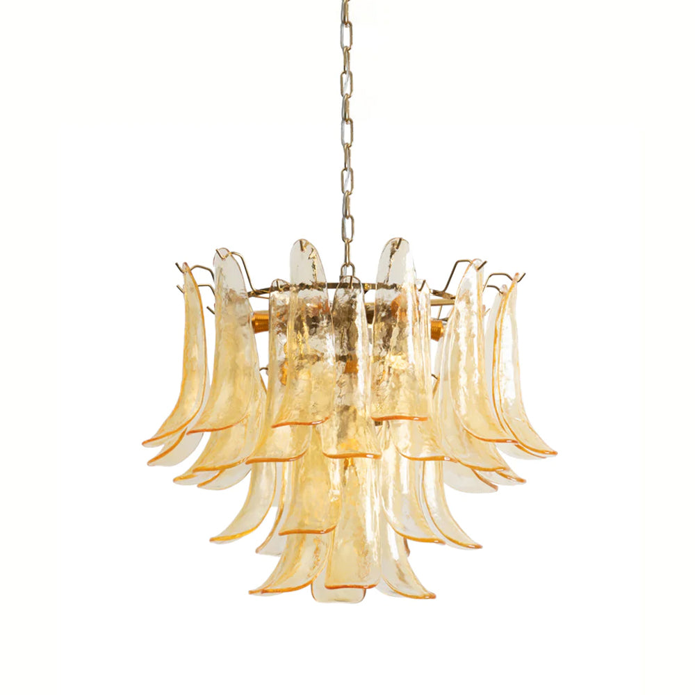 Multi-Arm Glass Pendant Light Fixture with E14 Sockets – Adjustable Height Hanging Lamp for Dining Room, Foyer & Living Room – Metal Frame w