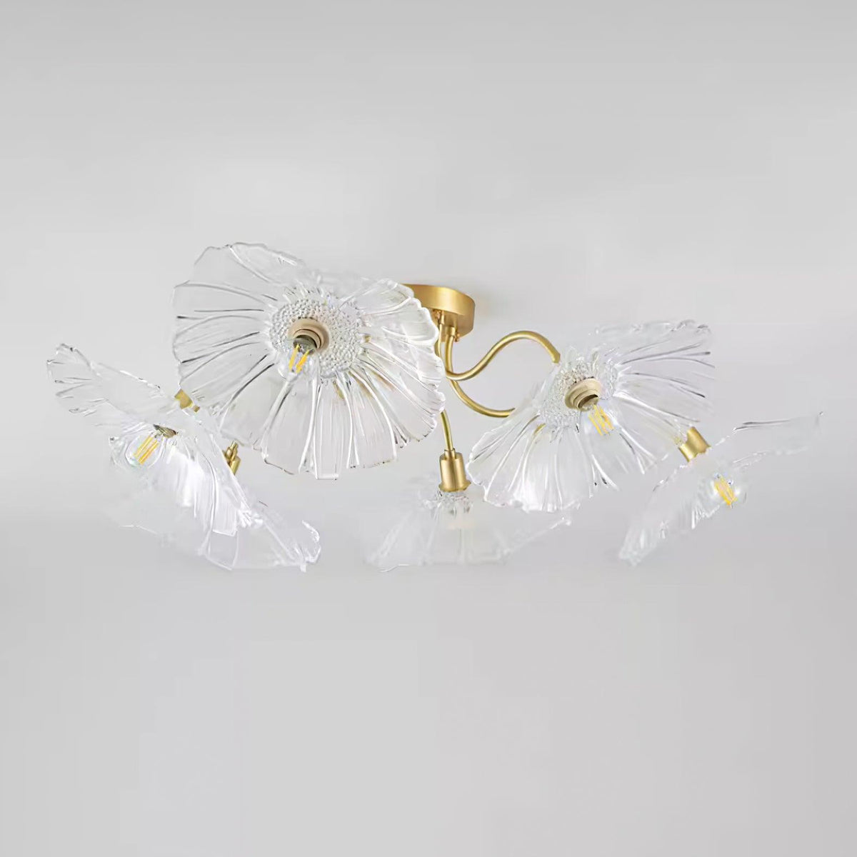 Frosted Glass Floral Flush Mount Ceiling Fixture 3-6 Light Semi-Flush Fixture for Bedroom Living Room Dining Room | Modern Decorative Overhe