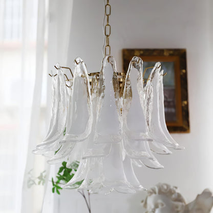 Multi-Arm Glass Pendant Light Fixture with E14 Sockets – Adjustable Height Hanging Lamp for Dining Room, Foyer & Living Room – Metal Frame w