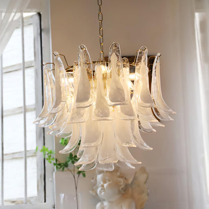 Multi-Arm Glass Pendant Light Fixture with E14 Sockets – Adjustable Height Hanging Lamp for Dining Room, Foyer & Living Room – Metal Frame w