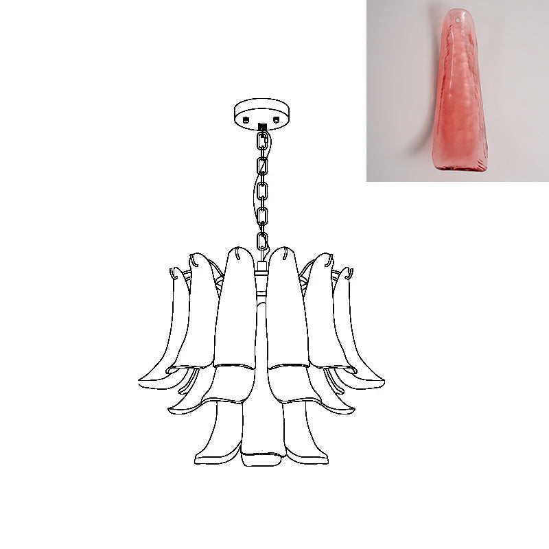 Multi-Arm Glass Pendant Light Fixture with E14 Sockets – Adjustable Height Hanging Lamp for Dining Room, Foyer & Living Room – Metal Frame w