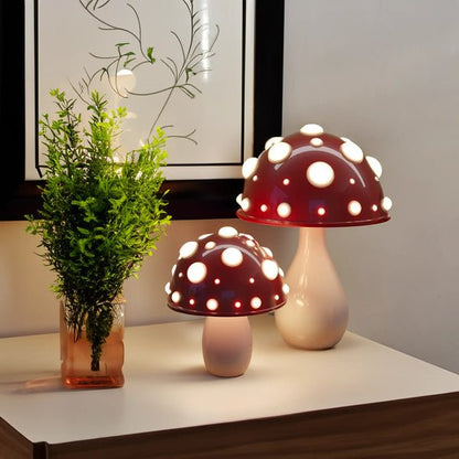 Mushroom Table Lamp Modern Desk Light Warm LED Glow Bedside Nightstand Accent Living Room Office Ambient Lighting Small Space Contemporary