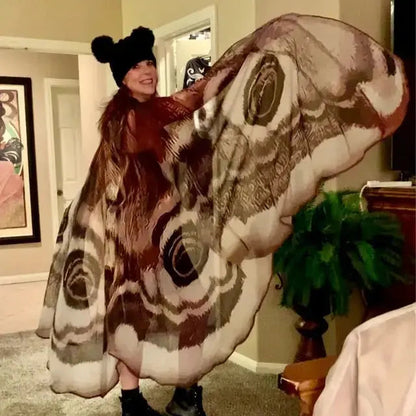 Moth Wing Cape Gray Nature-Inspired Costume Shawl for Festivals Photoshoots Halloween Performances Dance Parties Cosplay Events