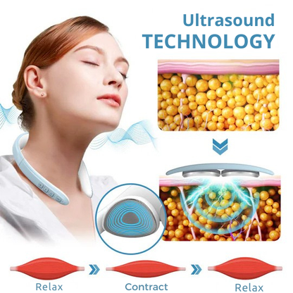 Cordless Ultrasonic Lymphatic Drainage Massager for Neck & Body | Muscle Relaxation & Circulation Support | Handheld Device for Home Use