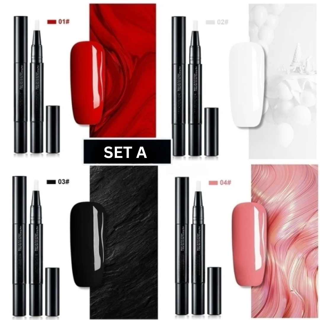 Gel Nail Art Pens Fast-Drying High-Pigment Formula for Precise Lines Ombre Gradients French Manicure Home Use 3-in-1 Polish