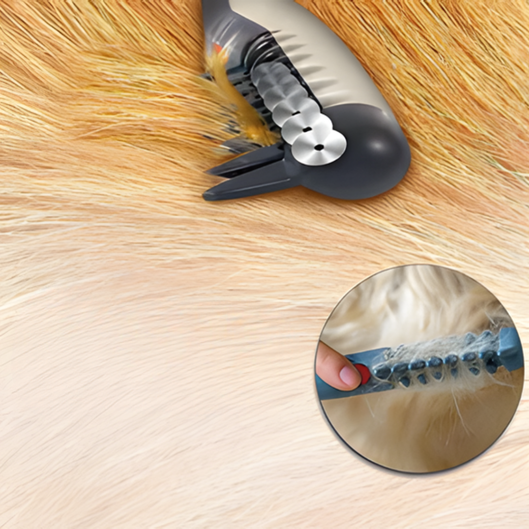Pet Grooming Detangling Comb with Safe Trimming Blades for Cats & Dogs