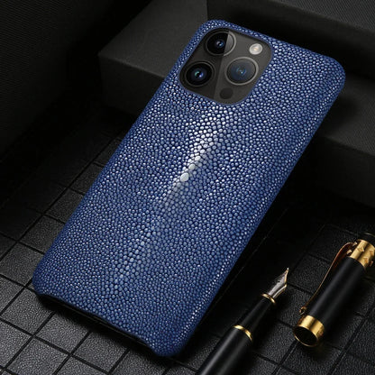 Authentic Stingray Skin Phone Case for iPhone 17 Pro Max 16 15 14 13 12 11 Shock Absorbent Premium Leather Cover Anti-Fingerprint