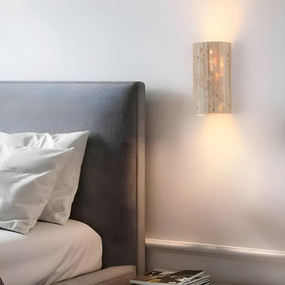 Natural Stone Wall Sconce with Warm LED Light for Modern Living Room, Bedroom & Hallway Lighting