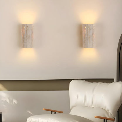 Natural Stone Wall Sconce with Warm LED Light for Modern Living Room, Bedroom & Hallway Lighting