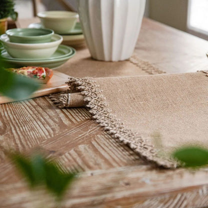 Natural Jute Table Runner – Rustic Bohemian Elegance for Dining and Events