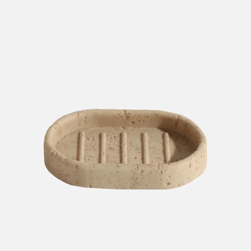 Natural Travertine Stone Bathroom Accessories Set – Elegant Beige Finish