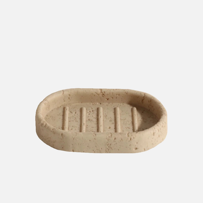Natural Travertine Stone Bathroom Accessories Set – Elegant Beige Finish