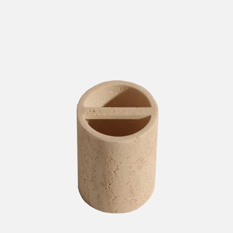 Natural Travertine Stone Bathroom Accessories Set – Elegant Beige Finish
