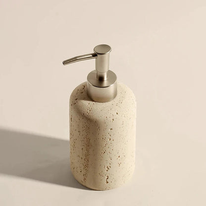 Natural Travertine Stone Bathroom Accessories Set – Elegant Beige Finish