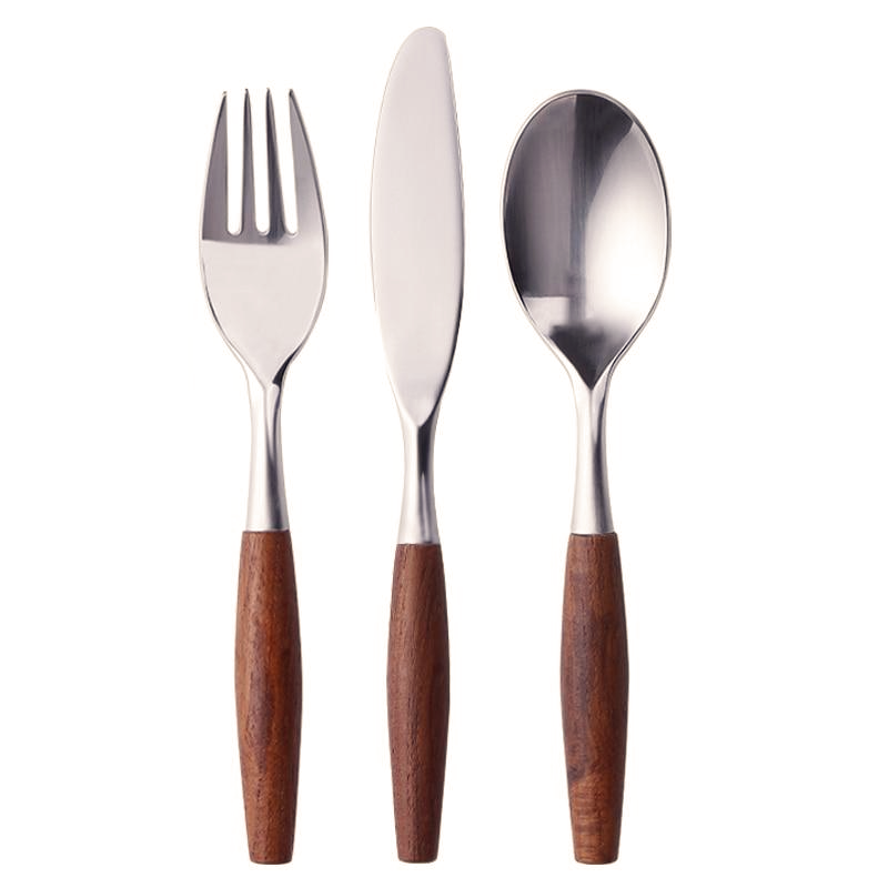 Natural Wood and Stainless Steel Flatware Set – Stylish Dining Essentials