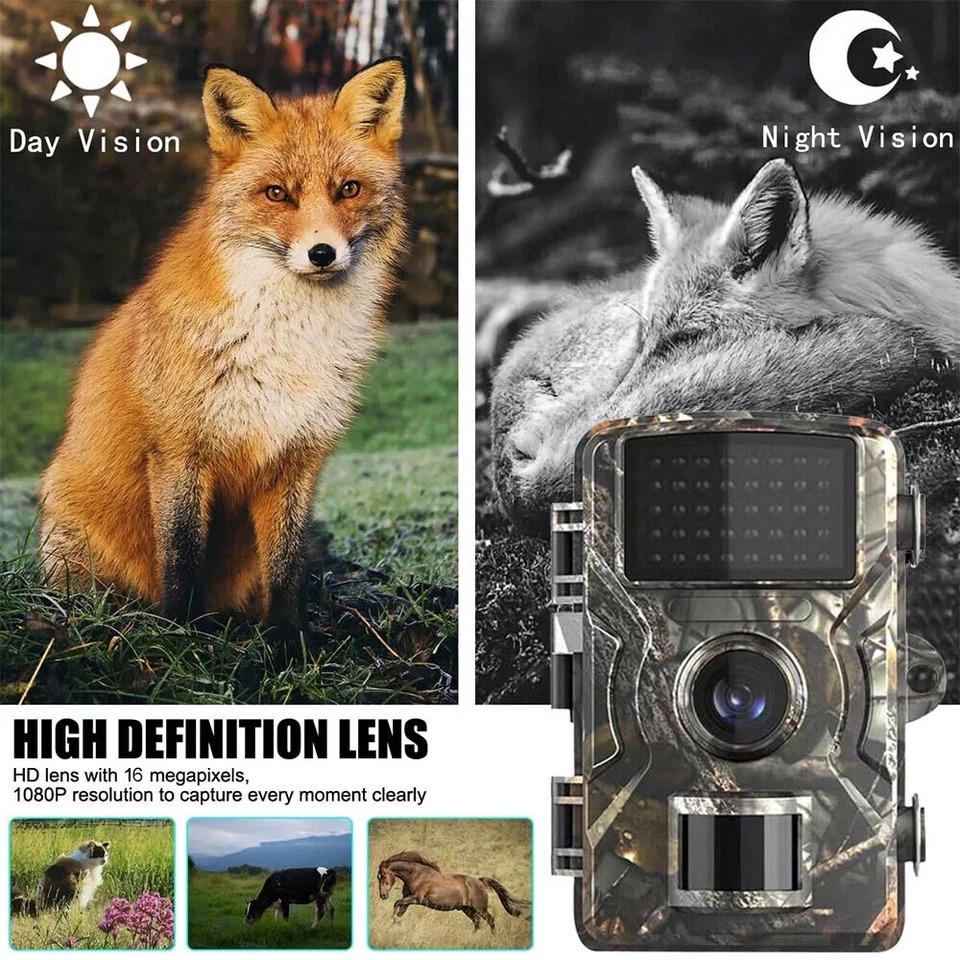 Trail Camera with Night Vision and Audio Recording, Game Camera for Hunting, Weatherproof Camera for Wildlife Watching